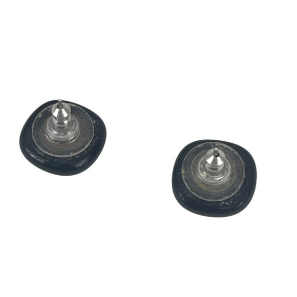 Blue & Green Iridescent Glass Stud Earrings With Honeycomb Design - Picture 2 of 6